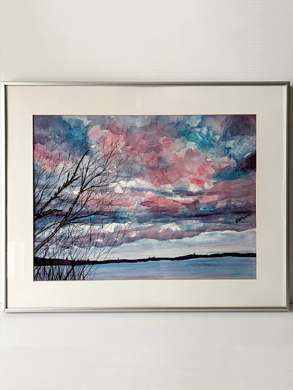 Original Winter Landscape Watercolor Painting Eileen McGowan Signed Framed
